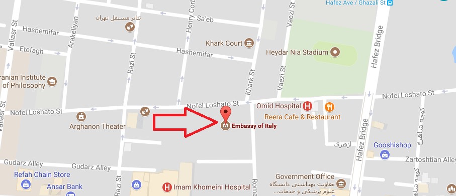 آدرس سفارت بر روی نقشه